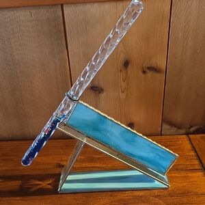 Beautiful Blue Leaded Glass Kaleidoscope .